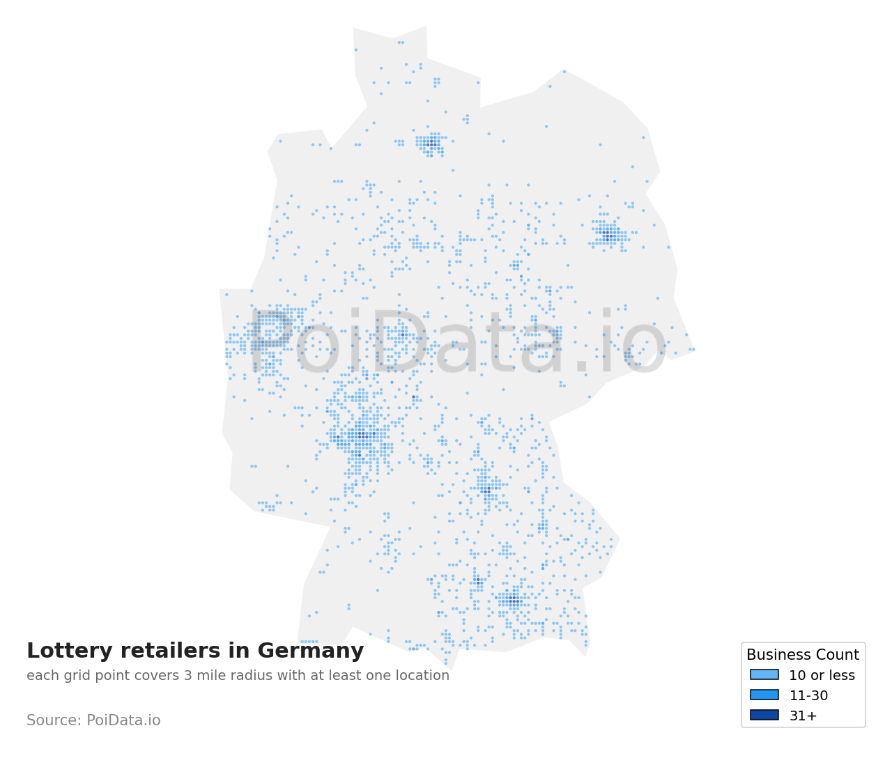 Lottery retailer density map for Germany