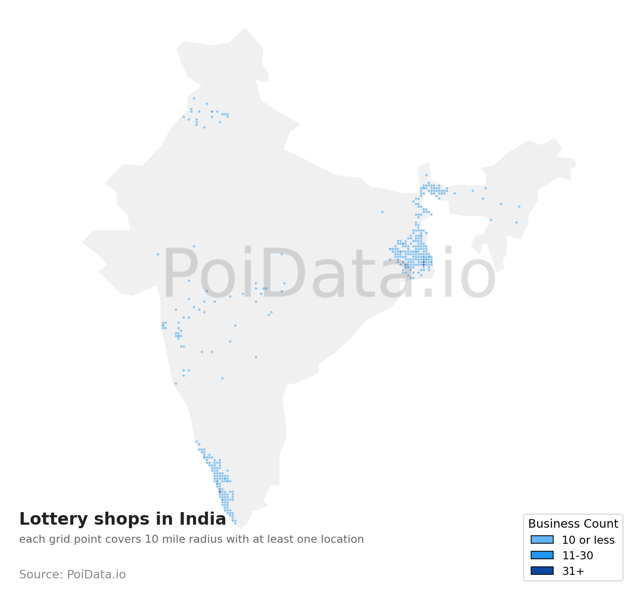 Lottery shop density map for India