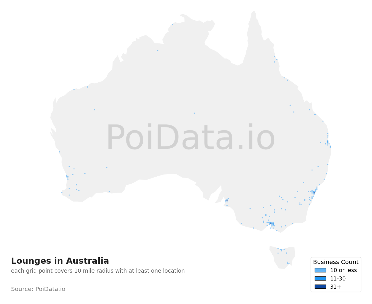 Lounge density map for Northern Territory, Australia