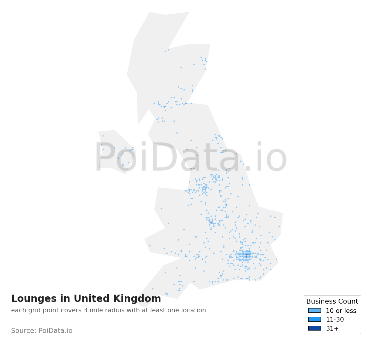 Lounge density map for United Kingdom