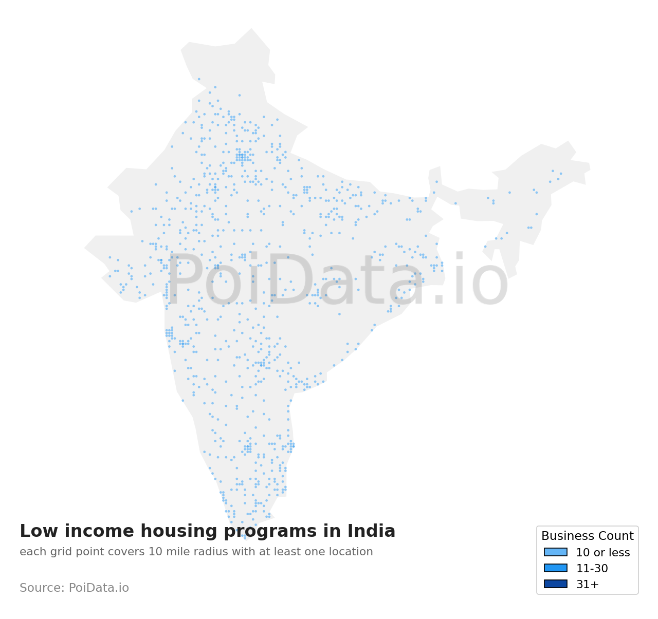 Low income housing program density map for India