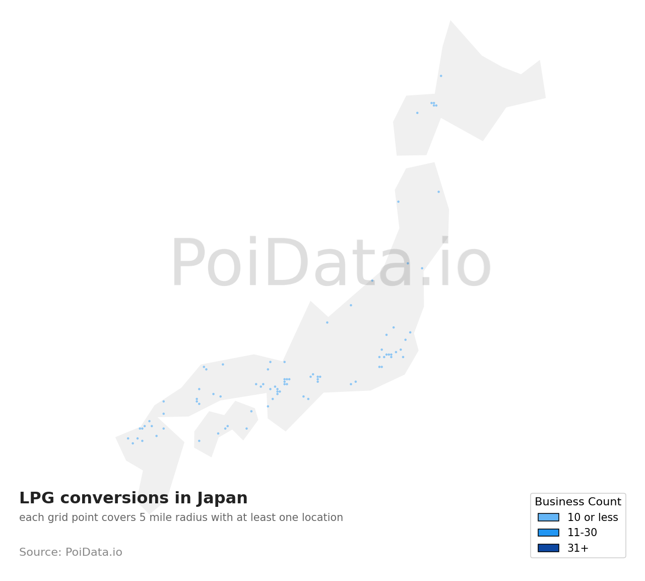 LPG conversion density map for Japan