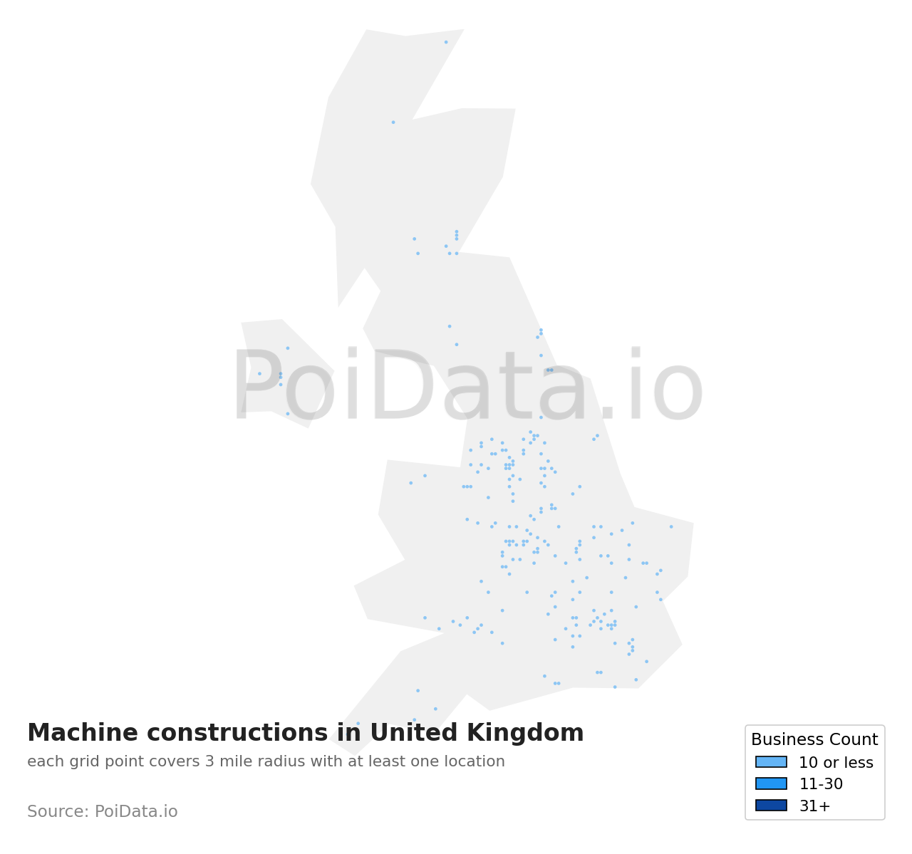 Machine construction density map for United Kingdom