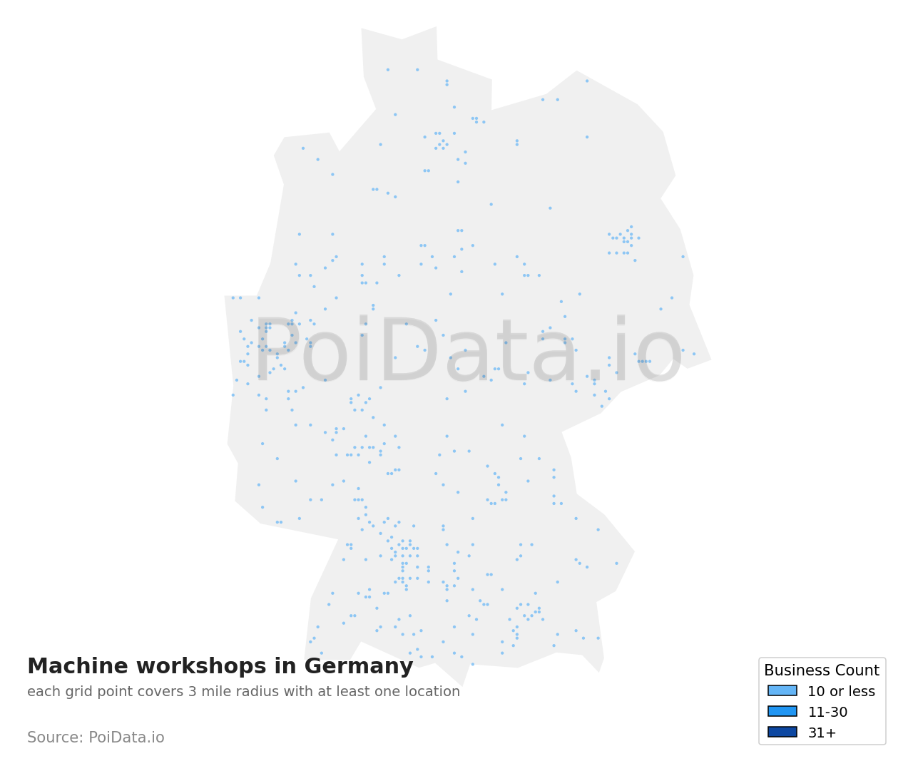 Machine workshop density map for Germany