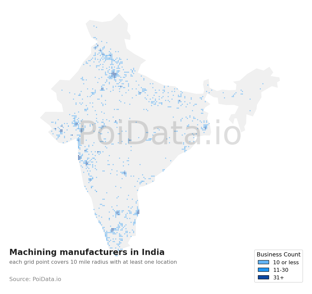 Machining manufacturer density map for India