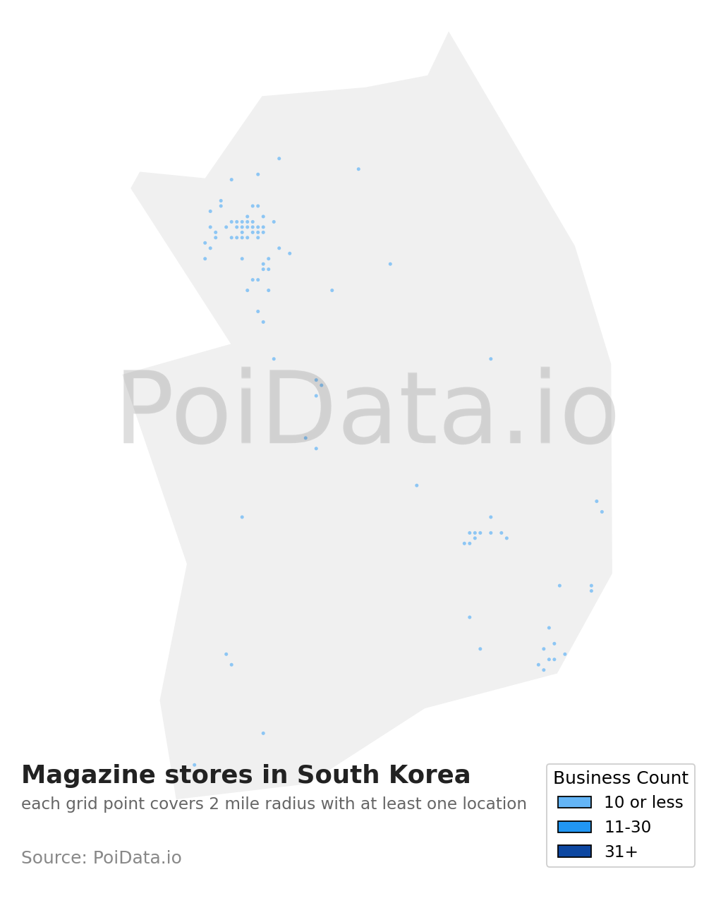 Magazine store density map for South Korea