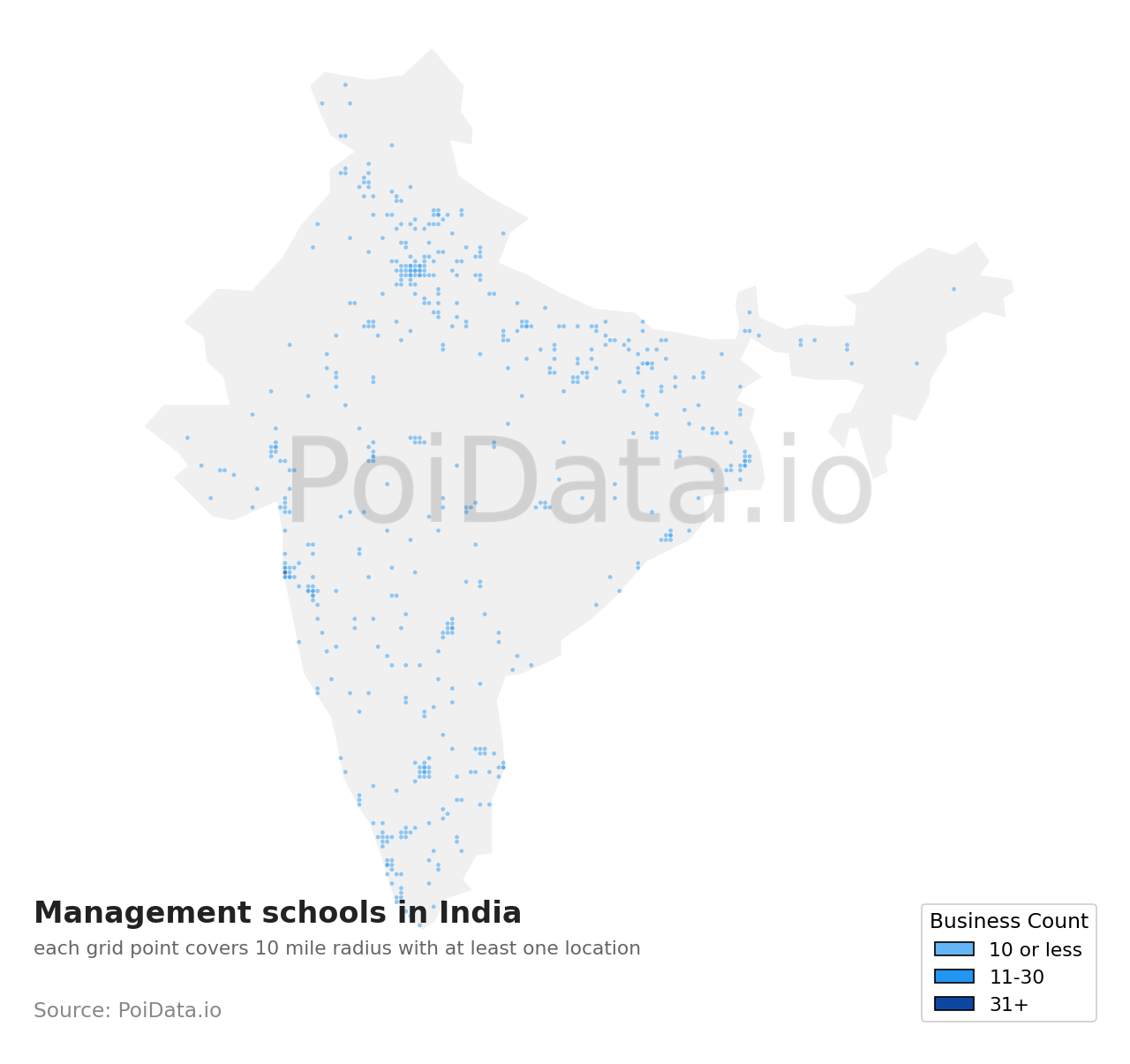 Management school density map for India