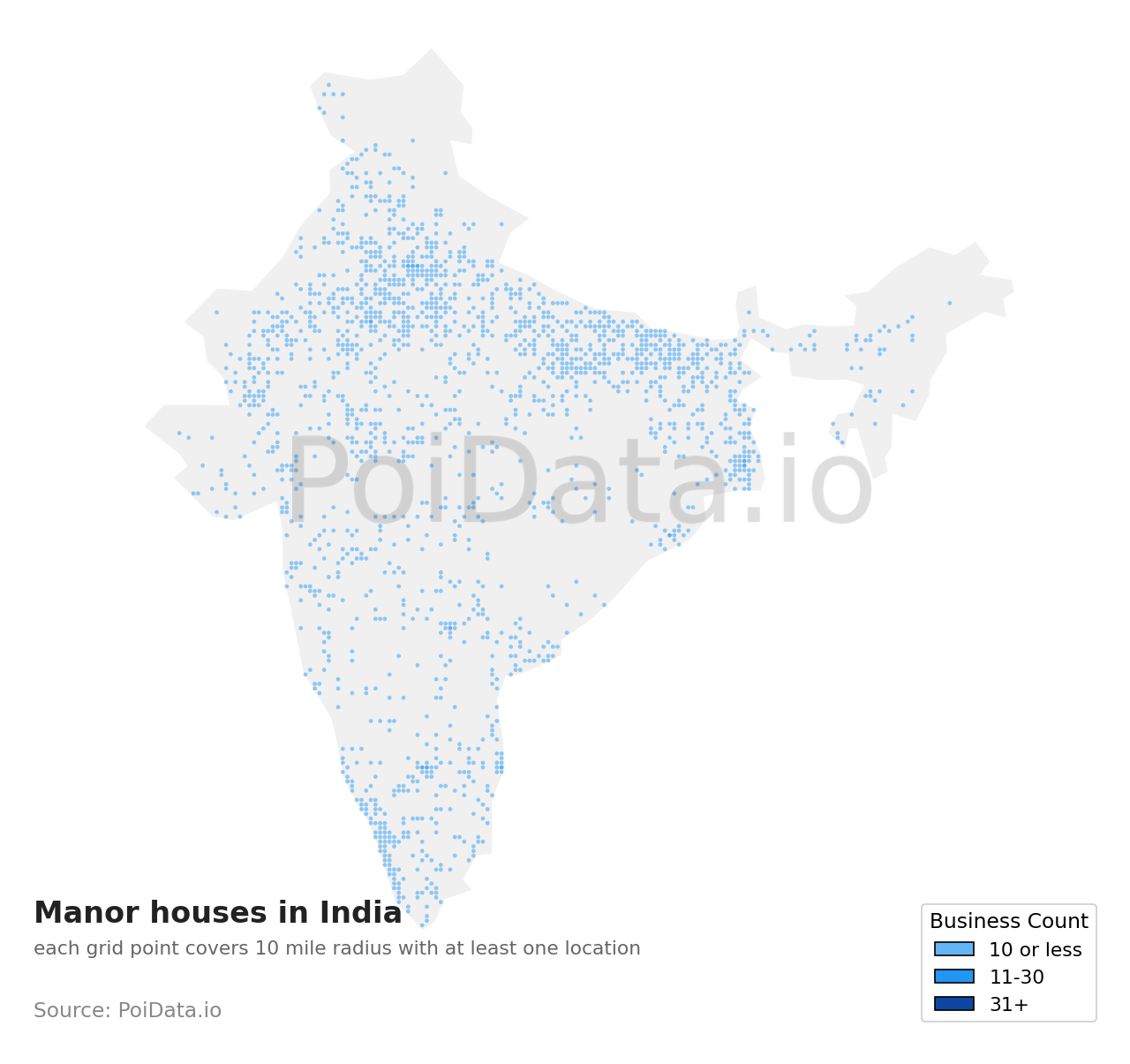 Manor house density map for India