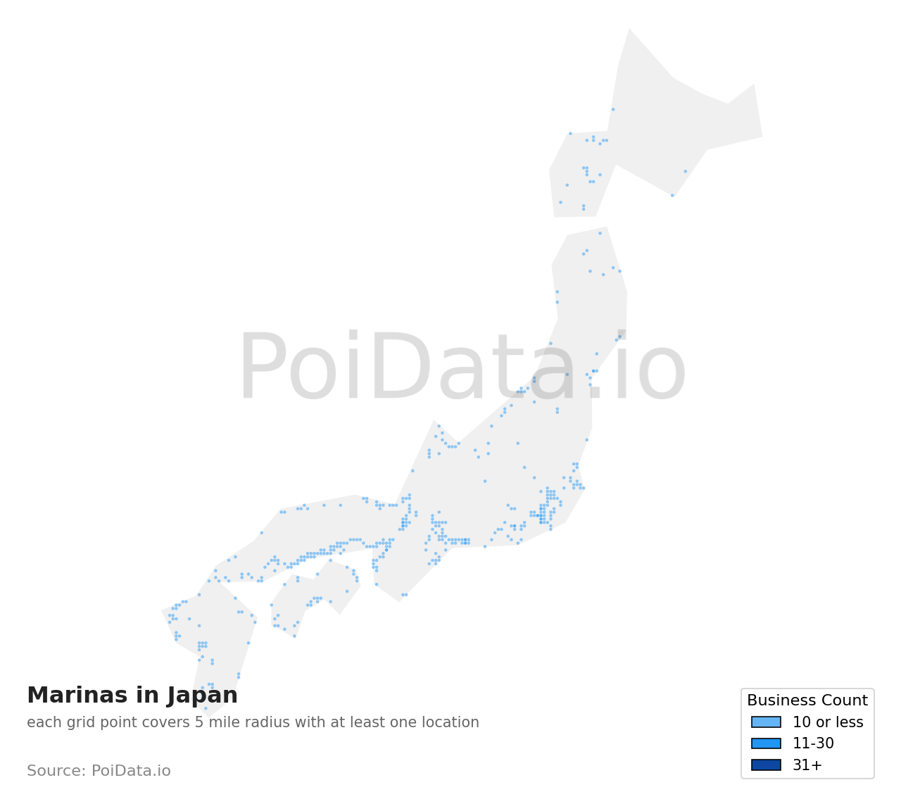 Marina density map for Japan