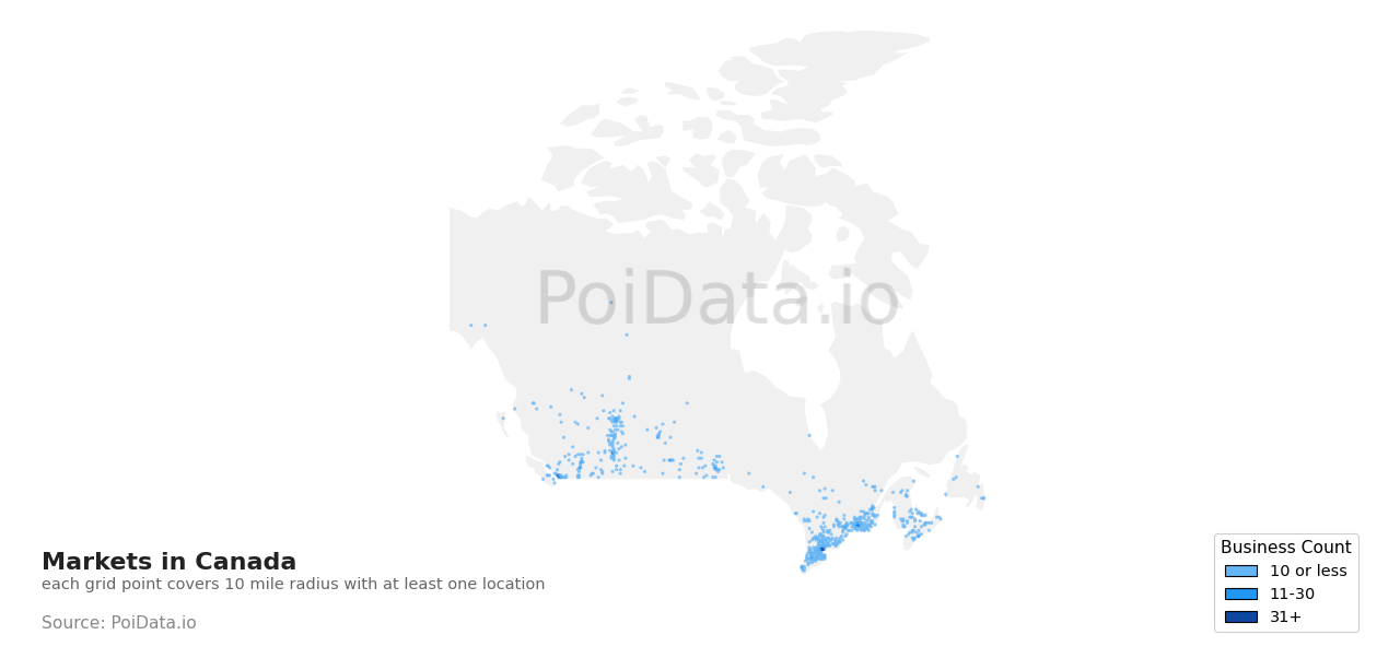 Market density map for Canada