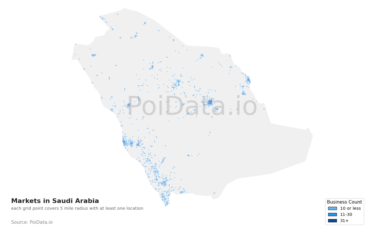 Market density map for Saudi Arabia