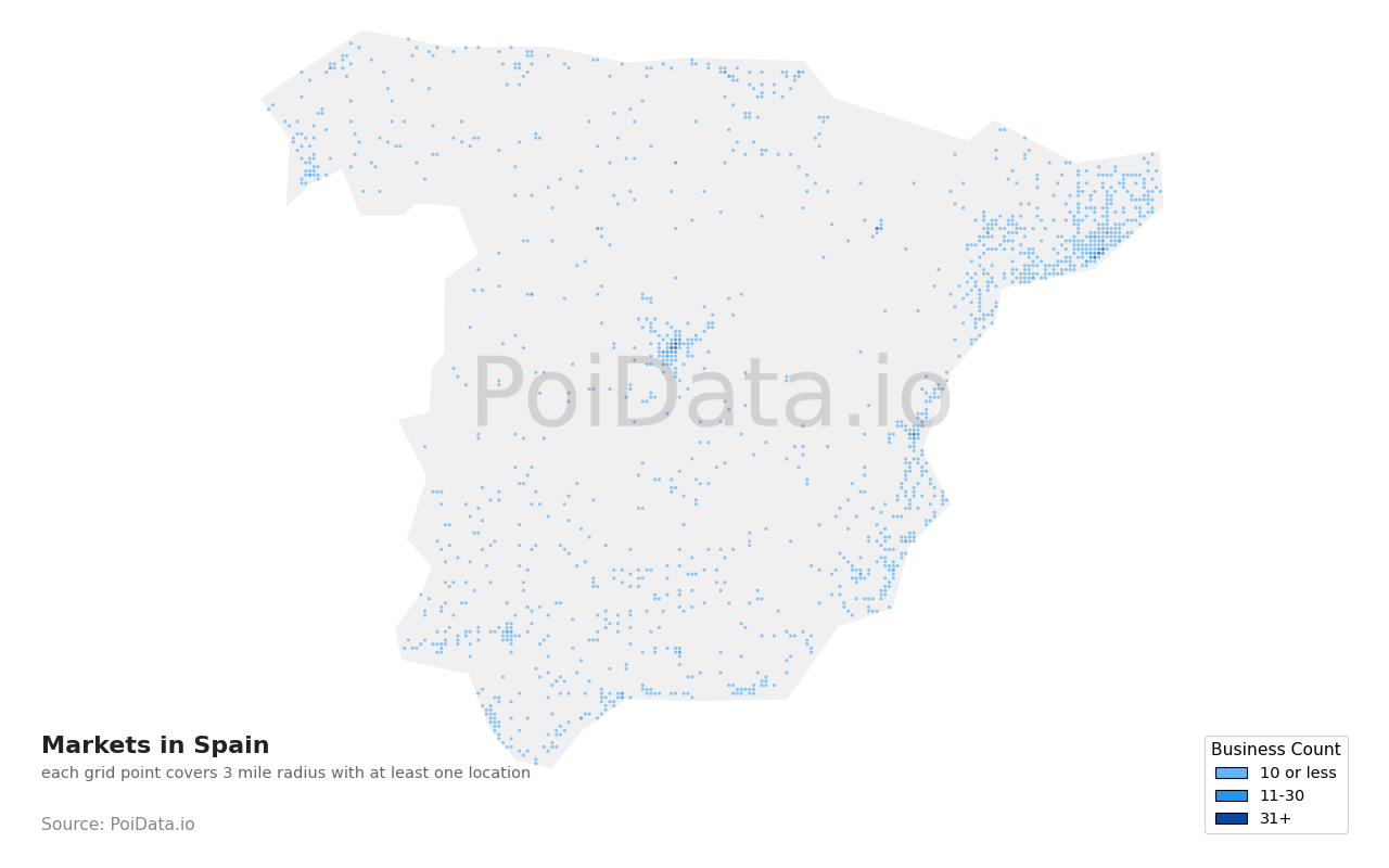 Market density map for Spain