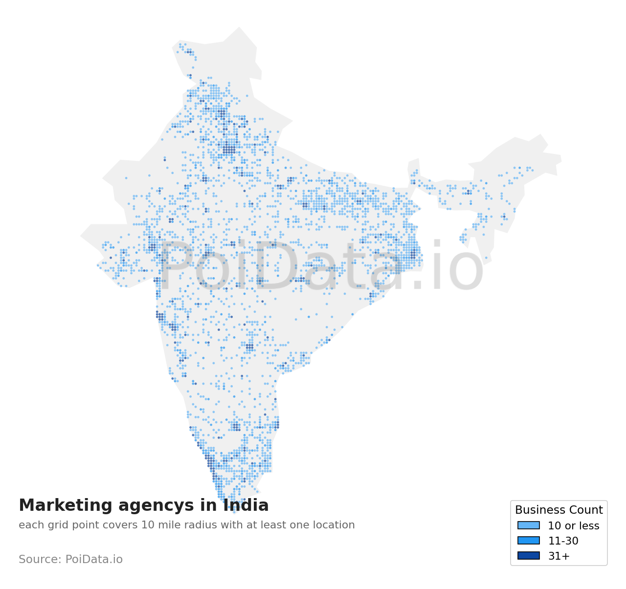 Marketing agency density map for India