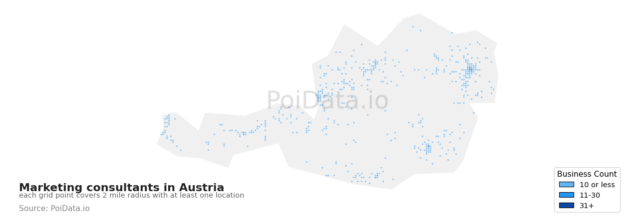 Marketing consultant density map for Austria