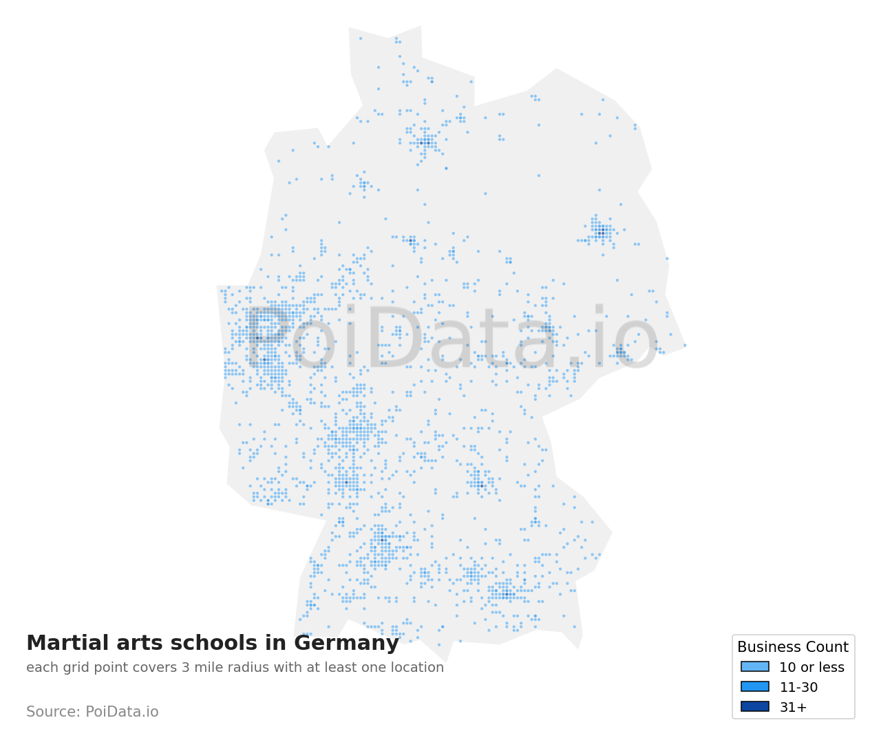 Martial arts school density map for Germany