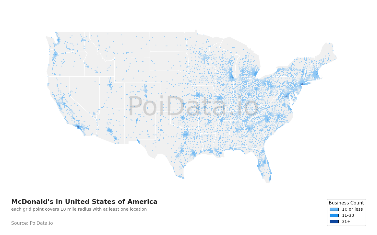 McDonald's density map for United States