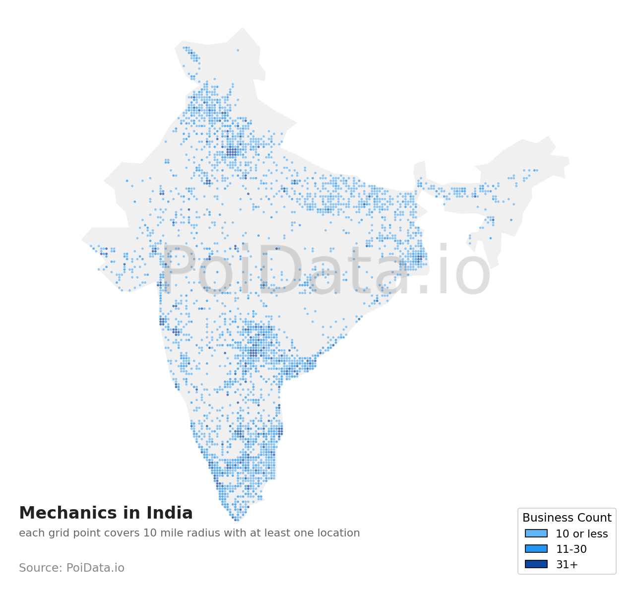 Mechanic density map for India