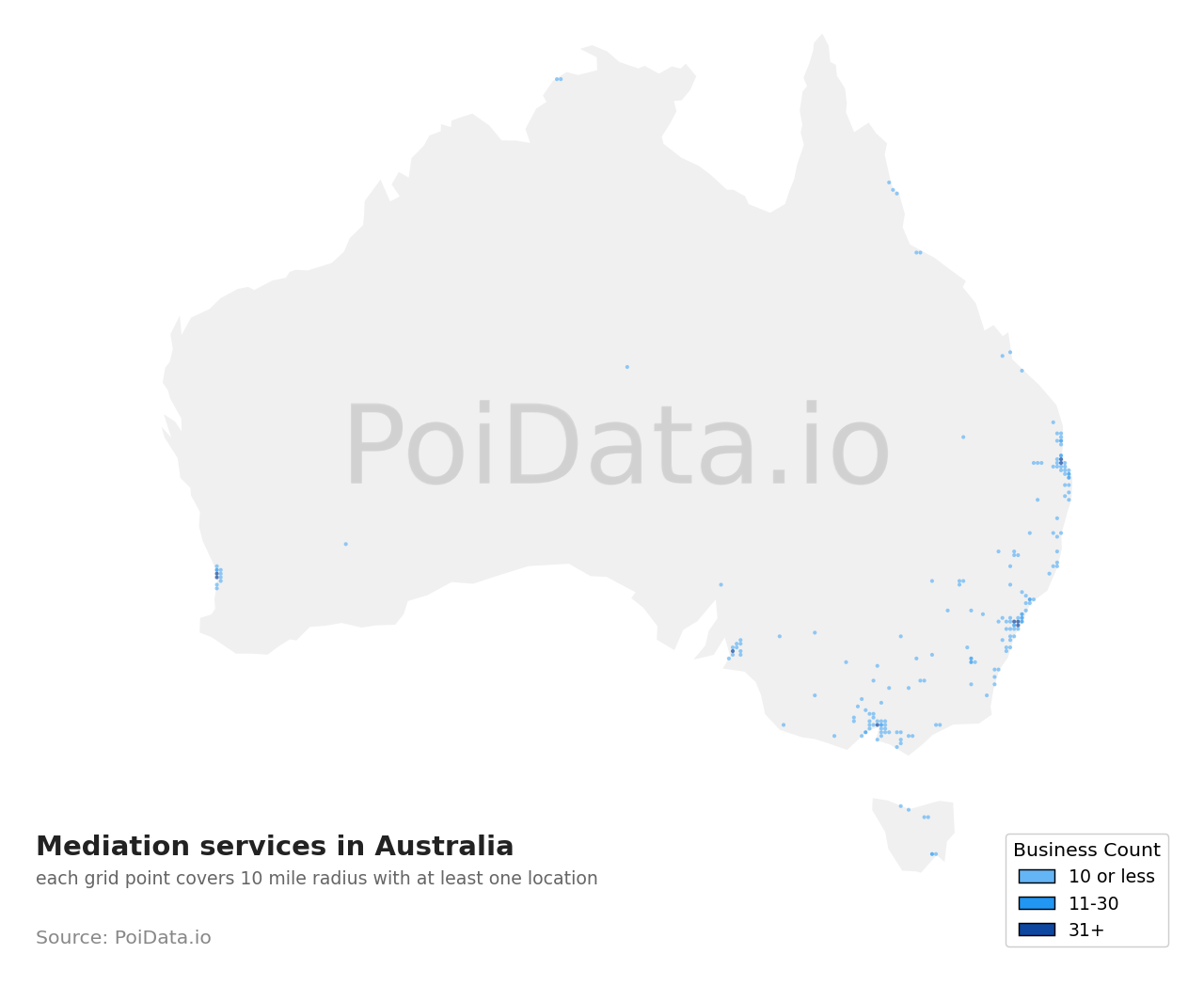 Mediation service density map for ACT, Australia