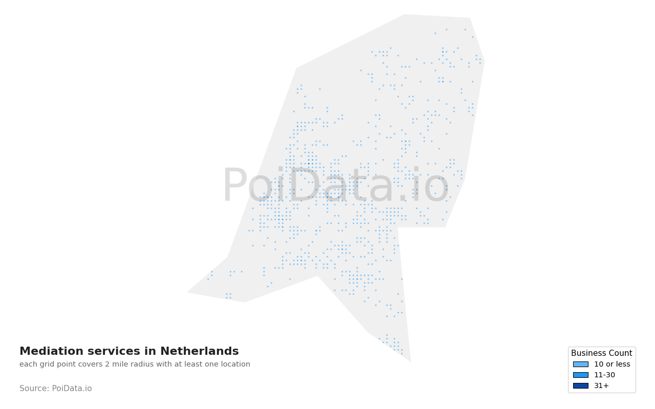 Mediation service density map for Netherlands