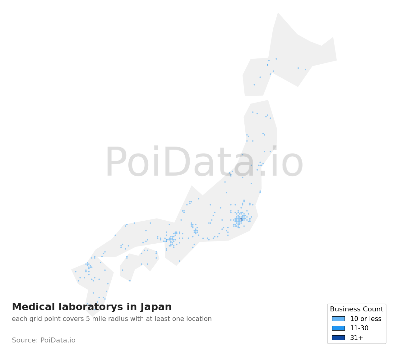 Medical laboratory density map for Japan