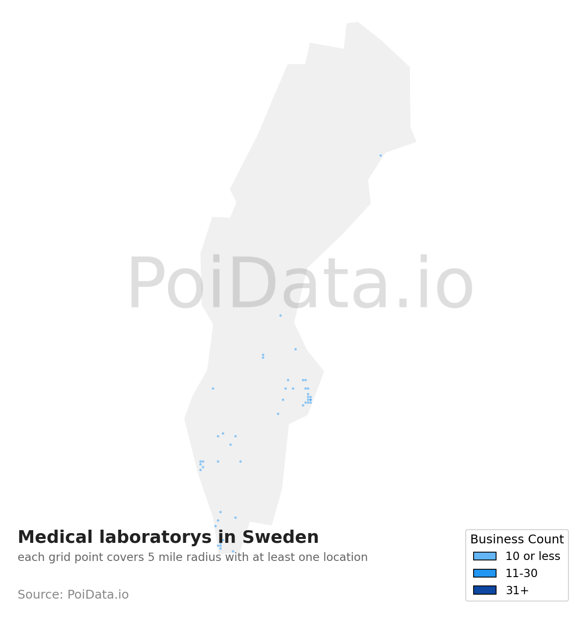Medical laboratory density map for Sweden