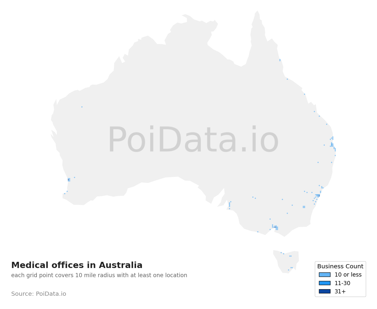 Medical office density map for Australia