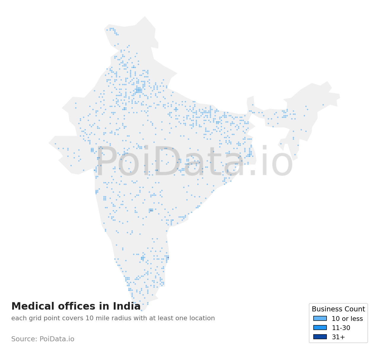 Medical office density map for India