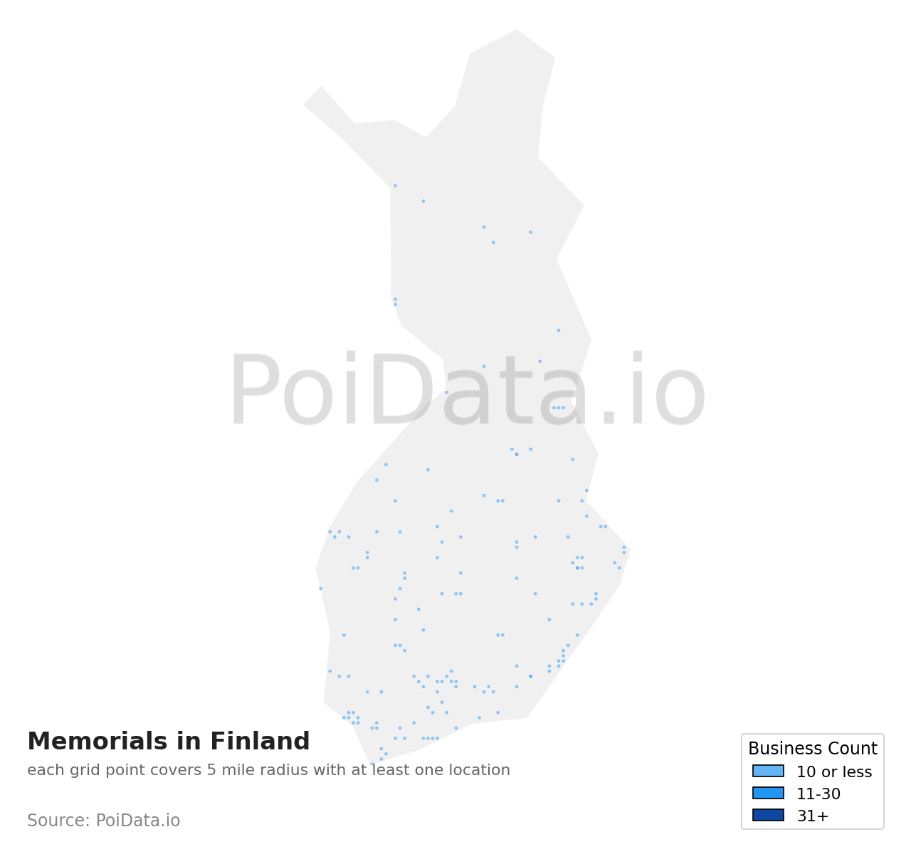 Memorial density map for Finland