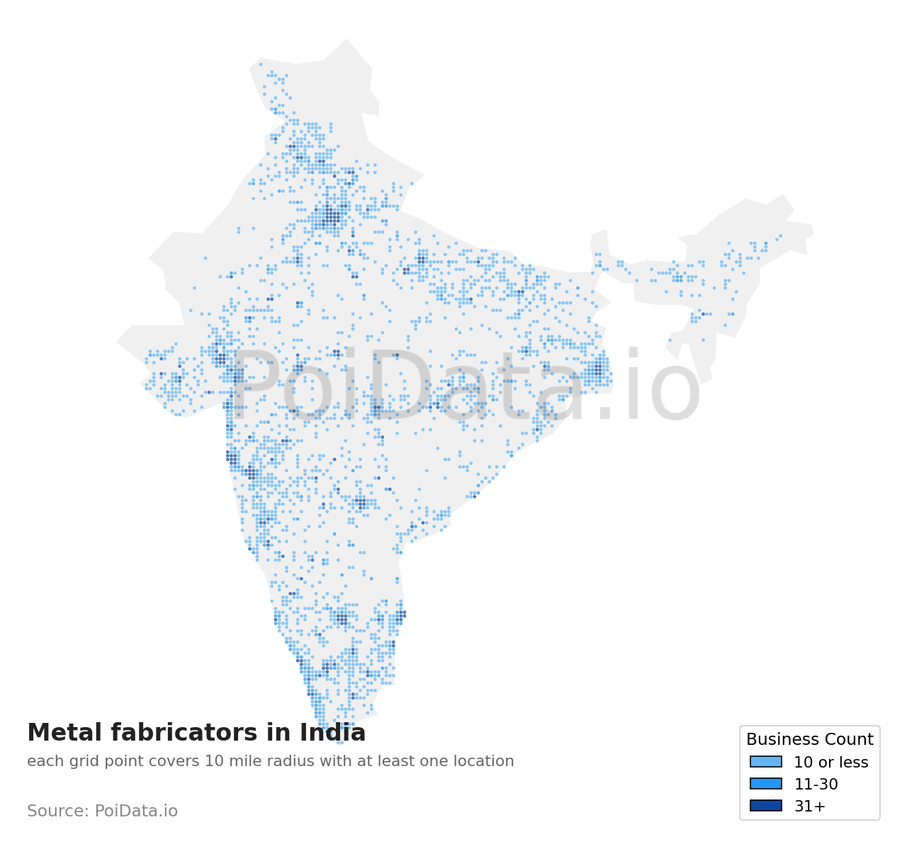 Metal fabricator density map for India