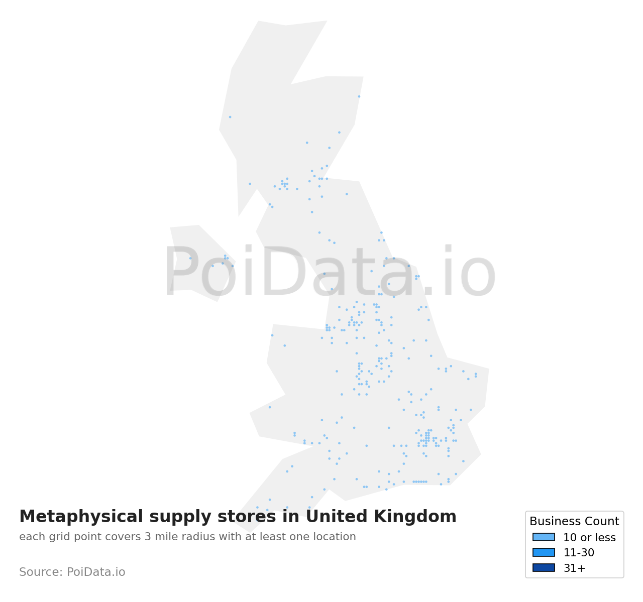 Metaphysical supply store density map for United Kingdom