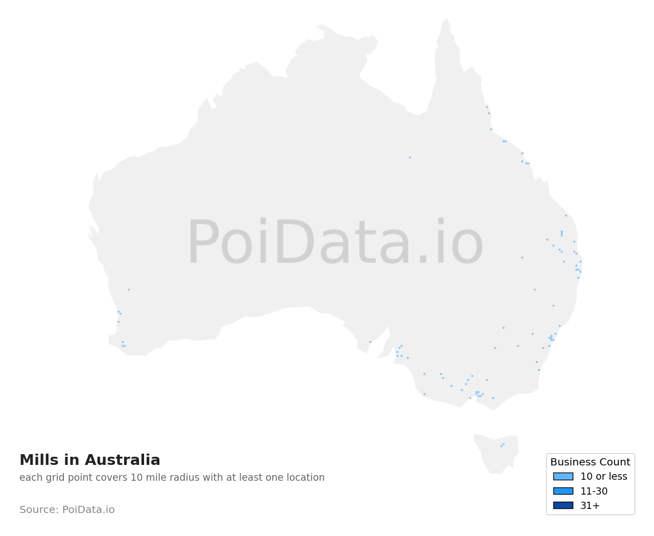 Mill density map for New South Wales, Australia