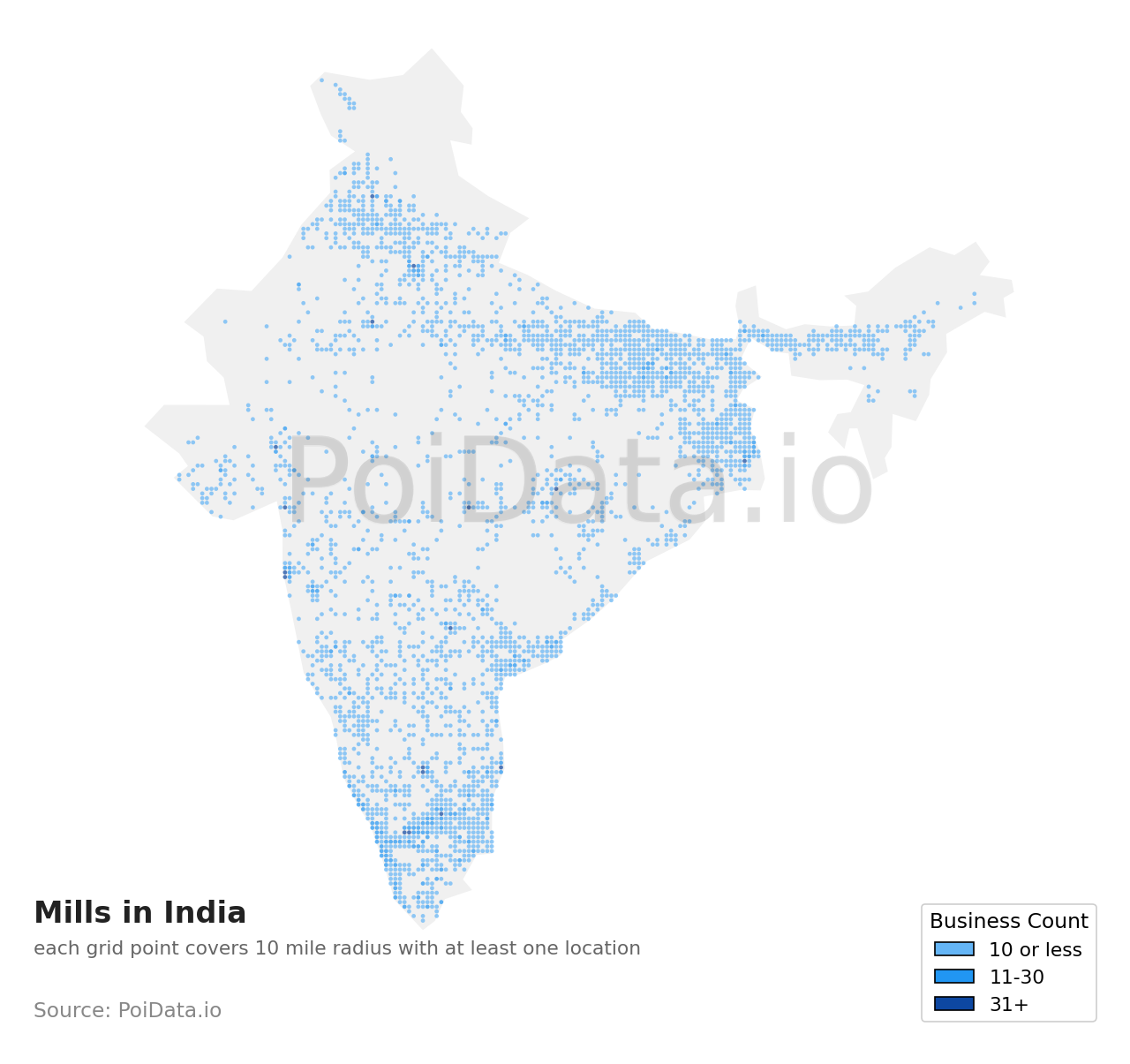 Mill density map for India