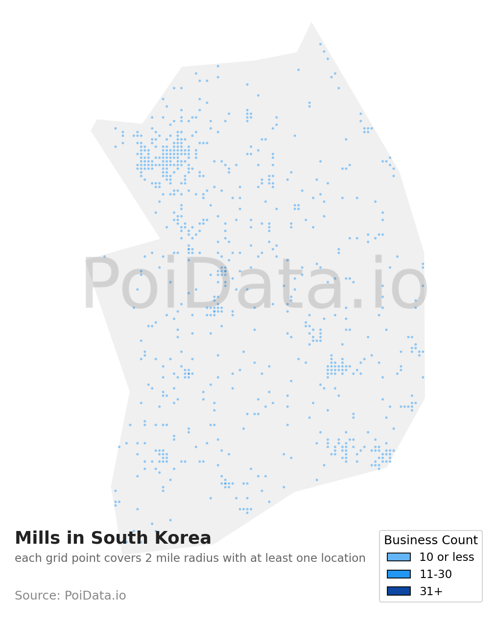 Mill density map for South Korea