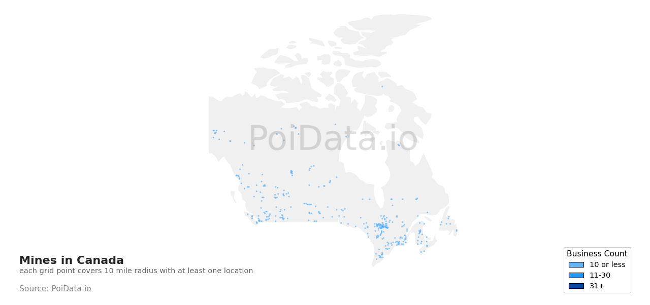 Mine density map for Canada