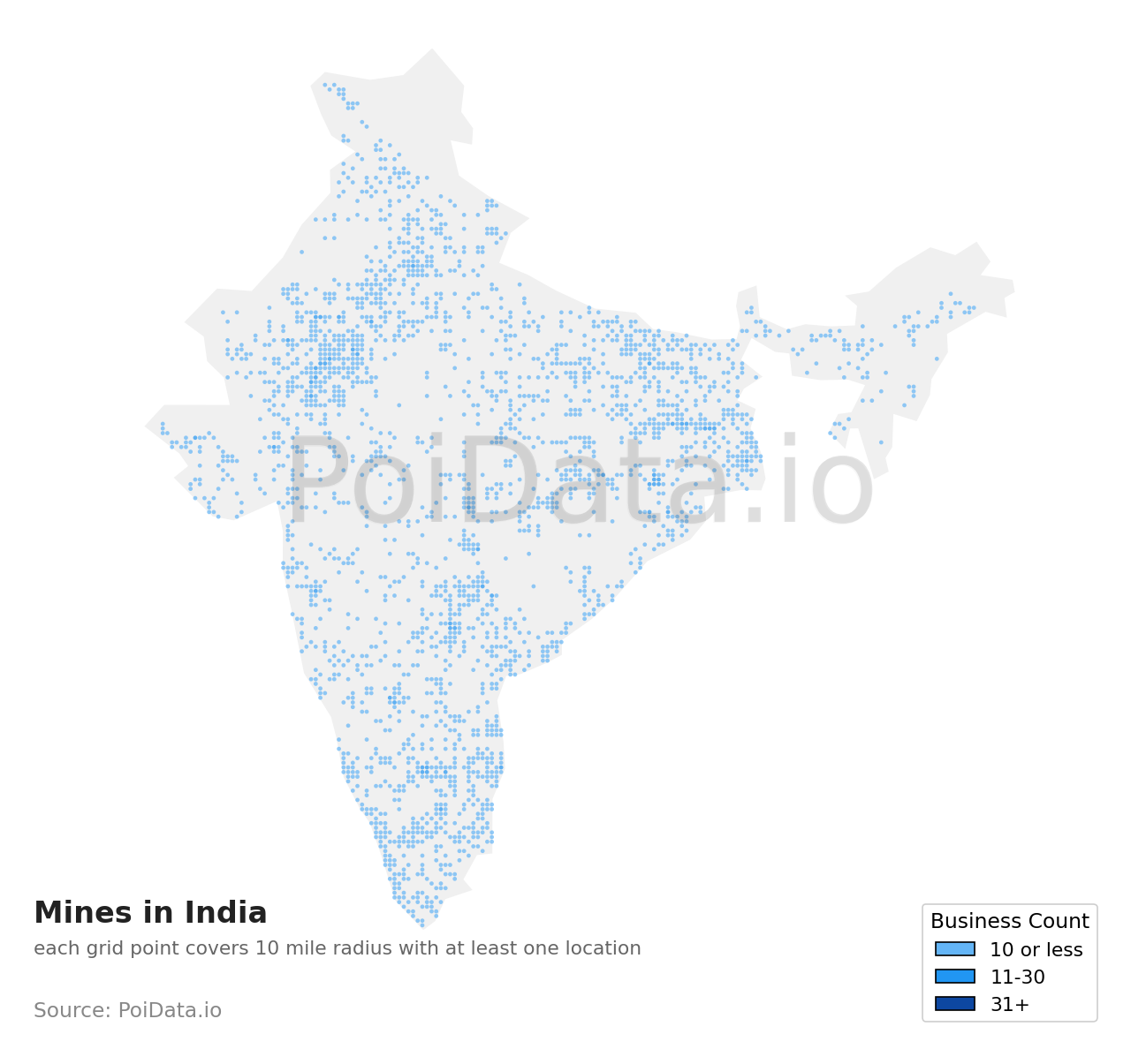 Mine density map for India
