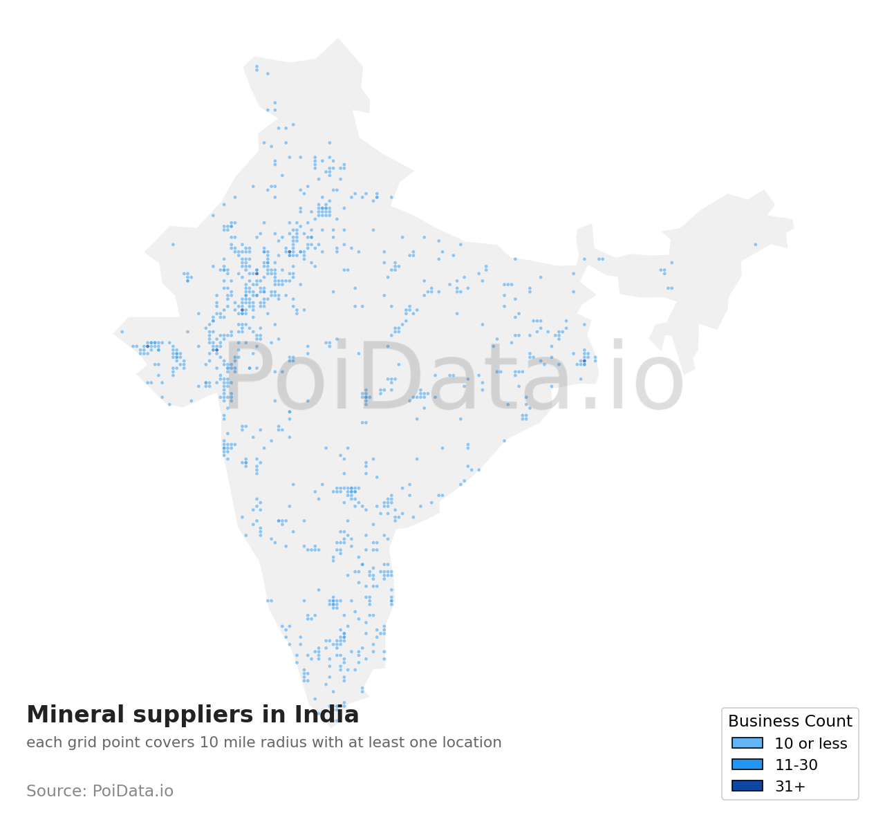 Mineral supplier density map for India