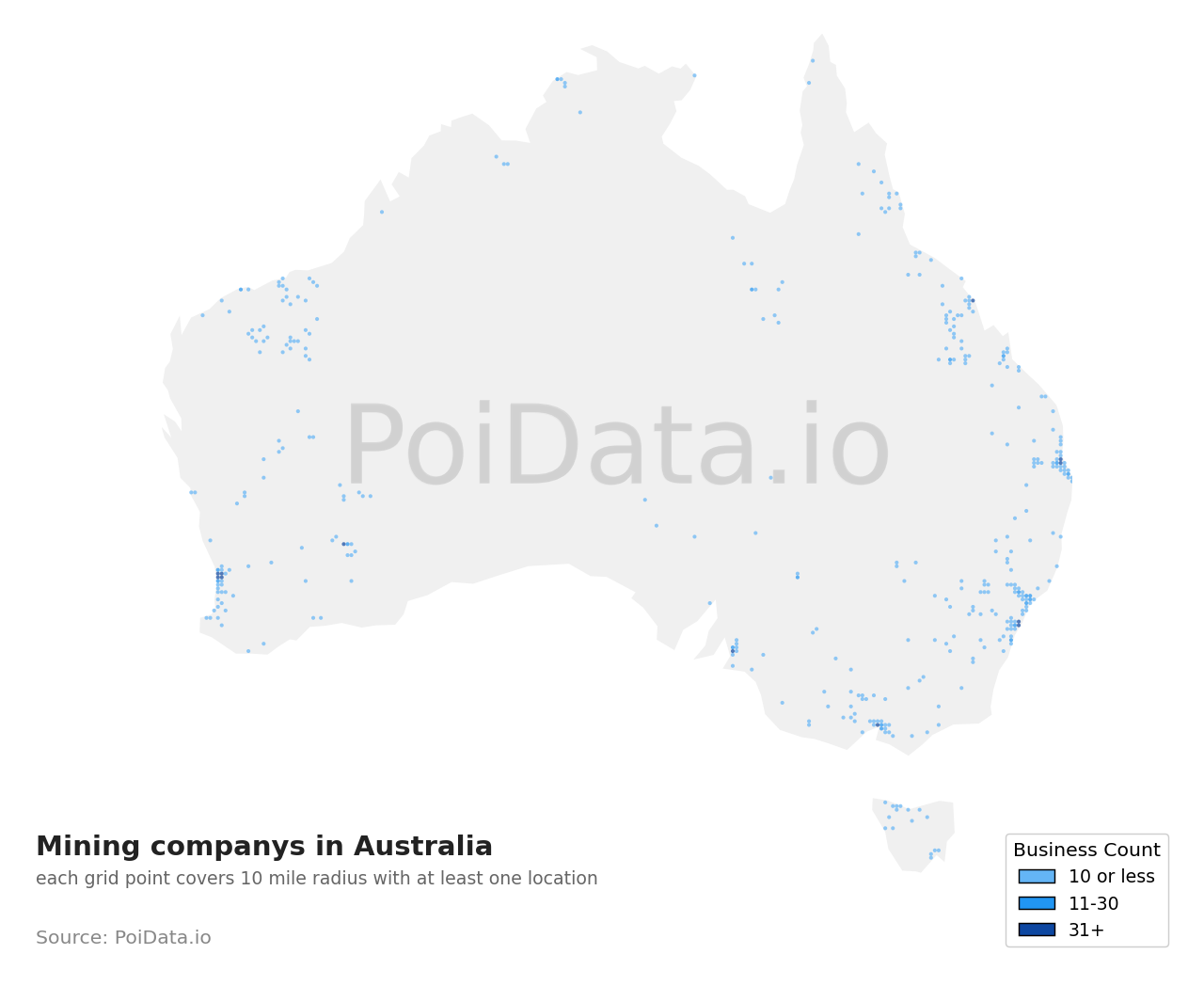 Mining company density map for Northern Territory, Australia