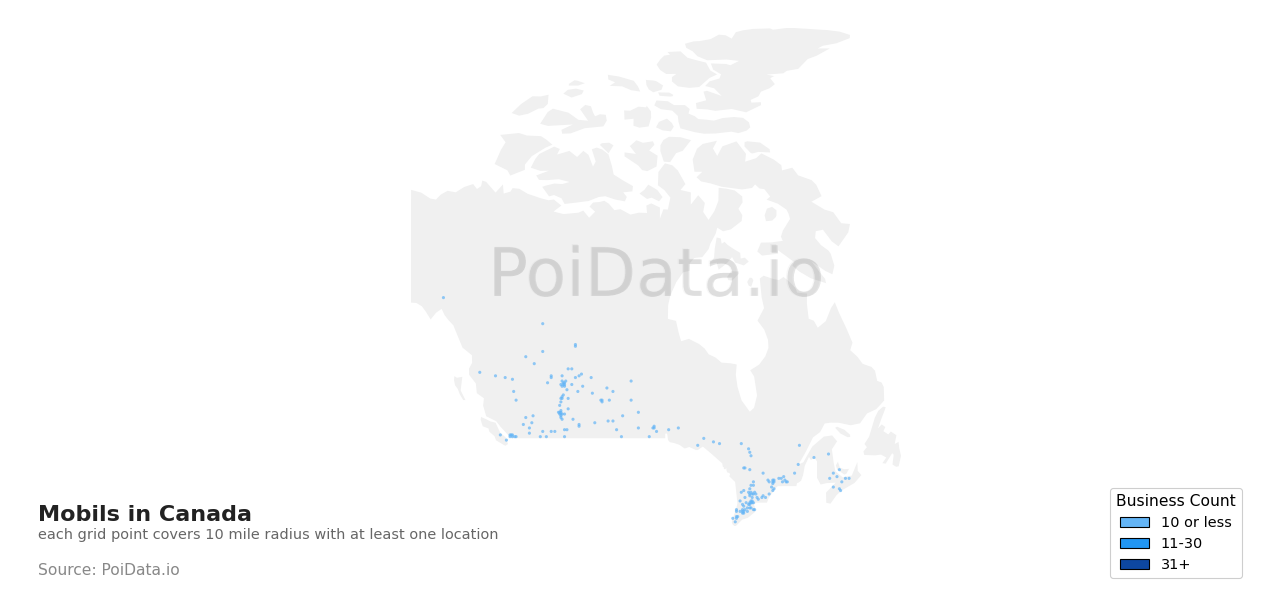 Mobil density map for Canada