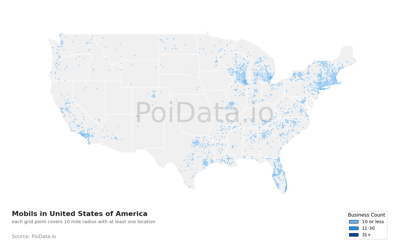 Mobil density map for United States