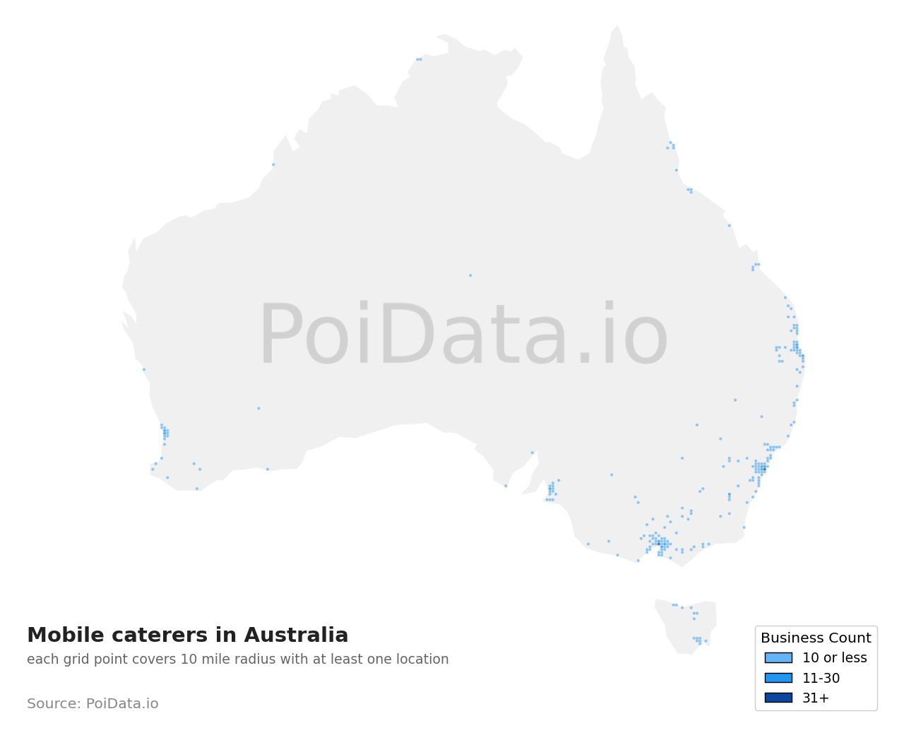 Mobile caterer density map for NSW, Australia