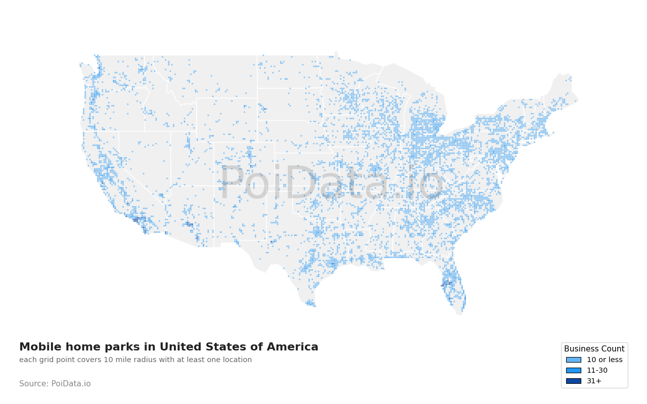 Mobile home park density map for Minnesota, United States
