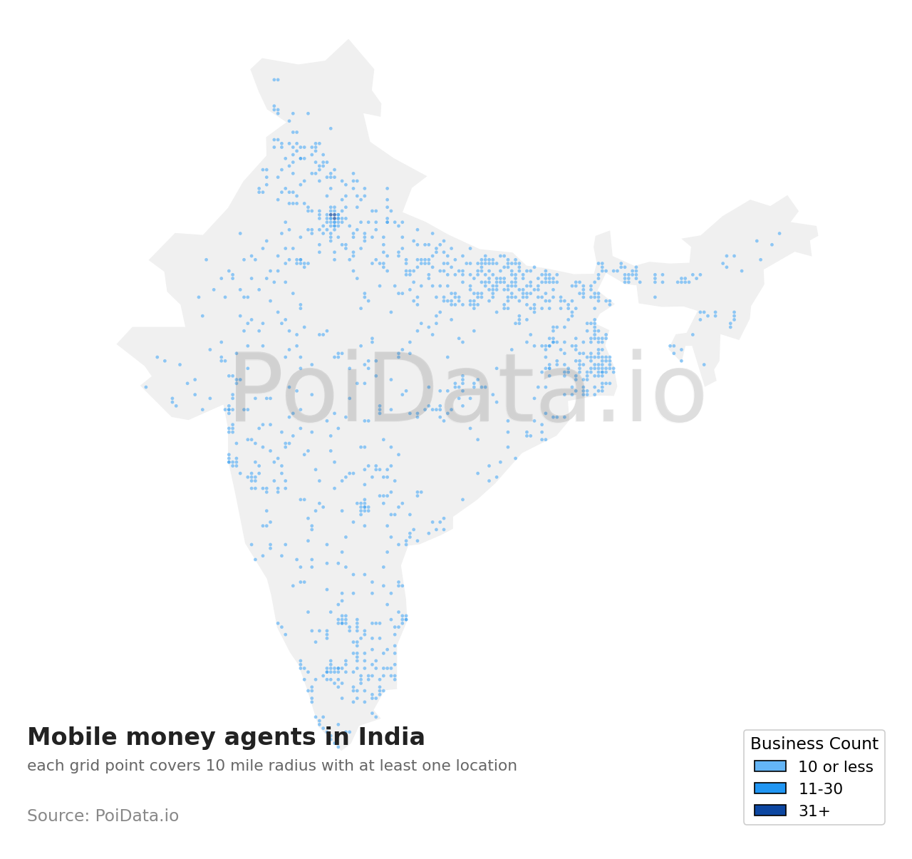 Mobile money agent density map for India
