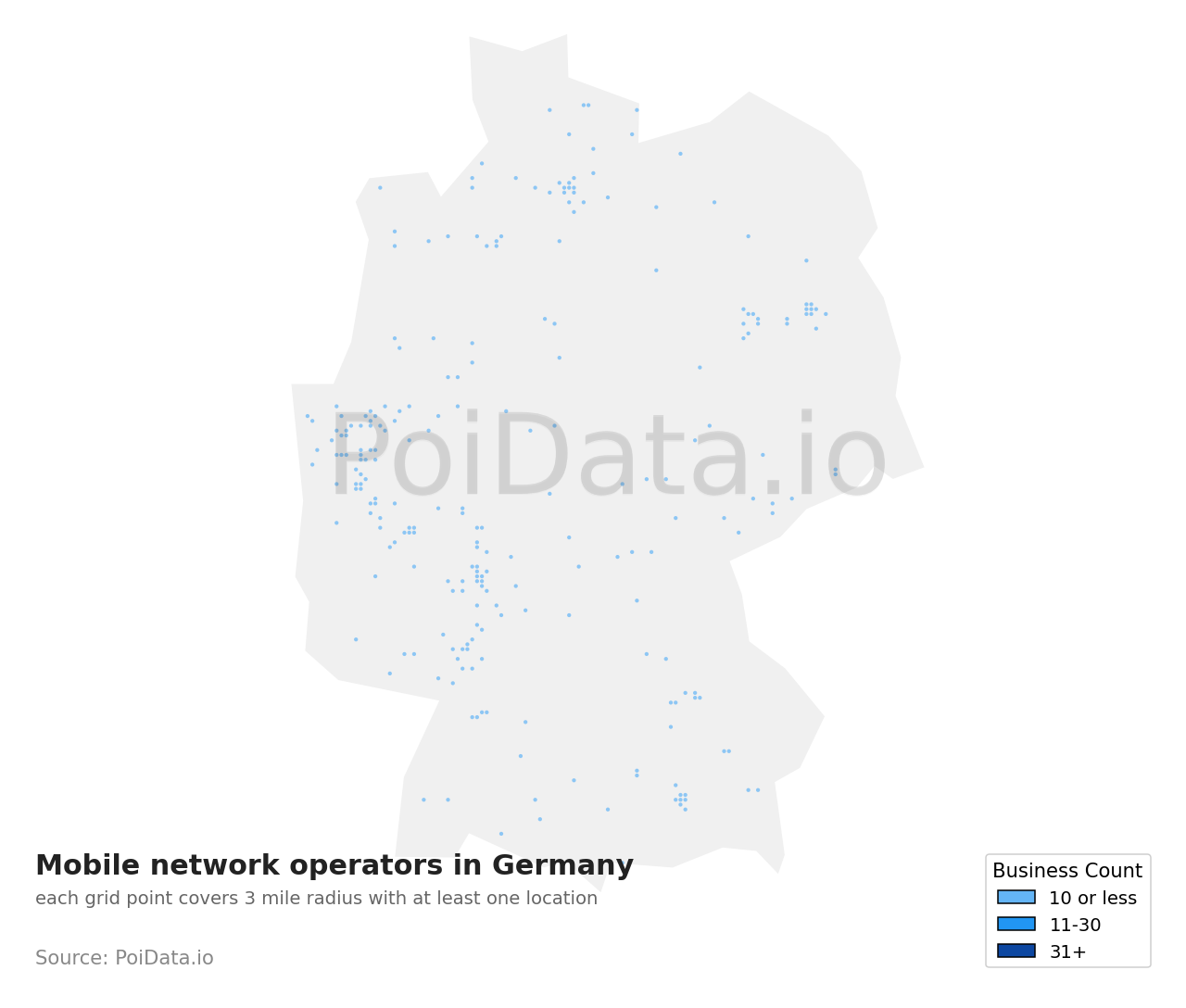 Mobile network operator density map for Germany