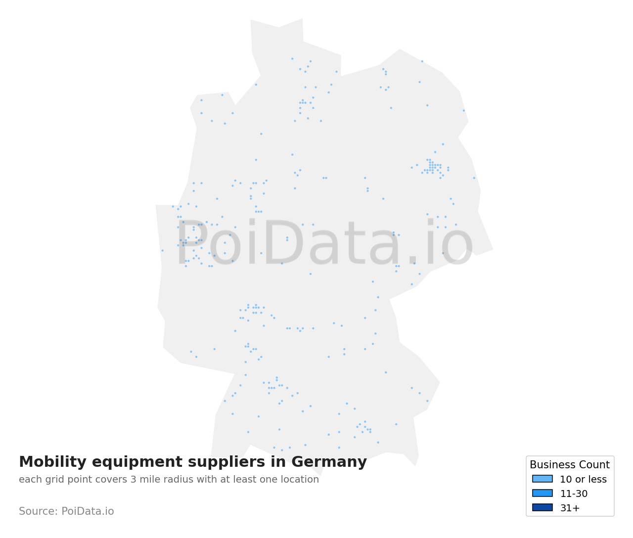 Mobility equipment supplier density map for Germany