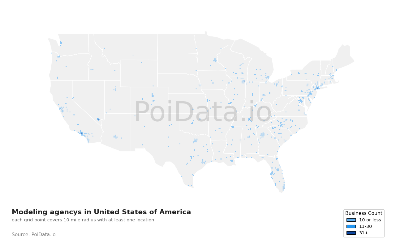 Modeling agency density map for Illinois, United States