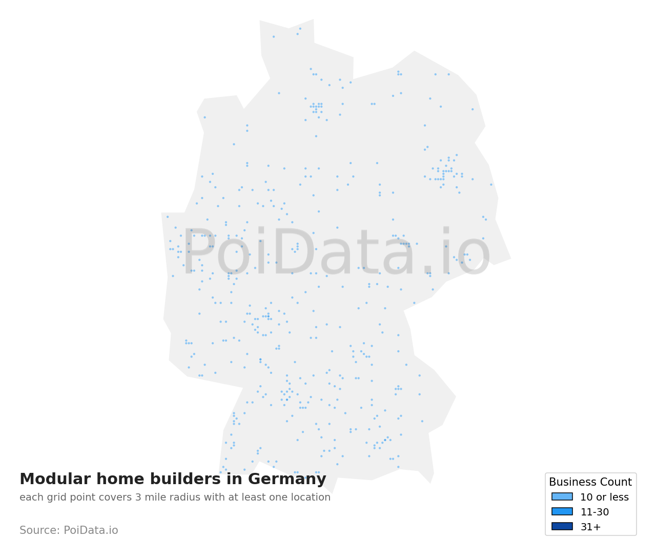 Modular home builder density map for Germany