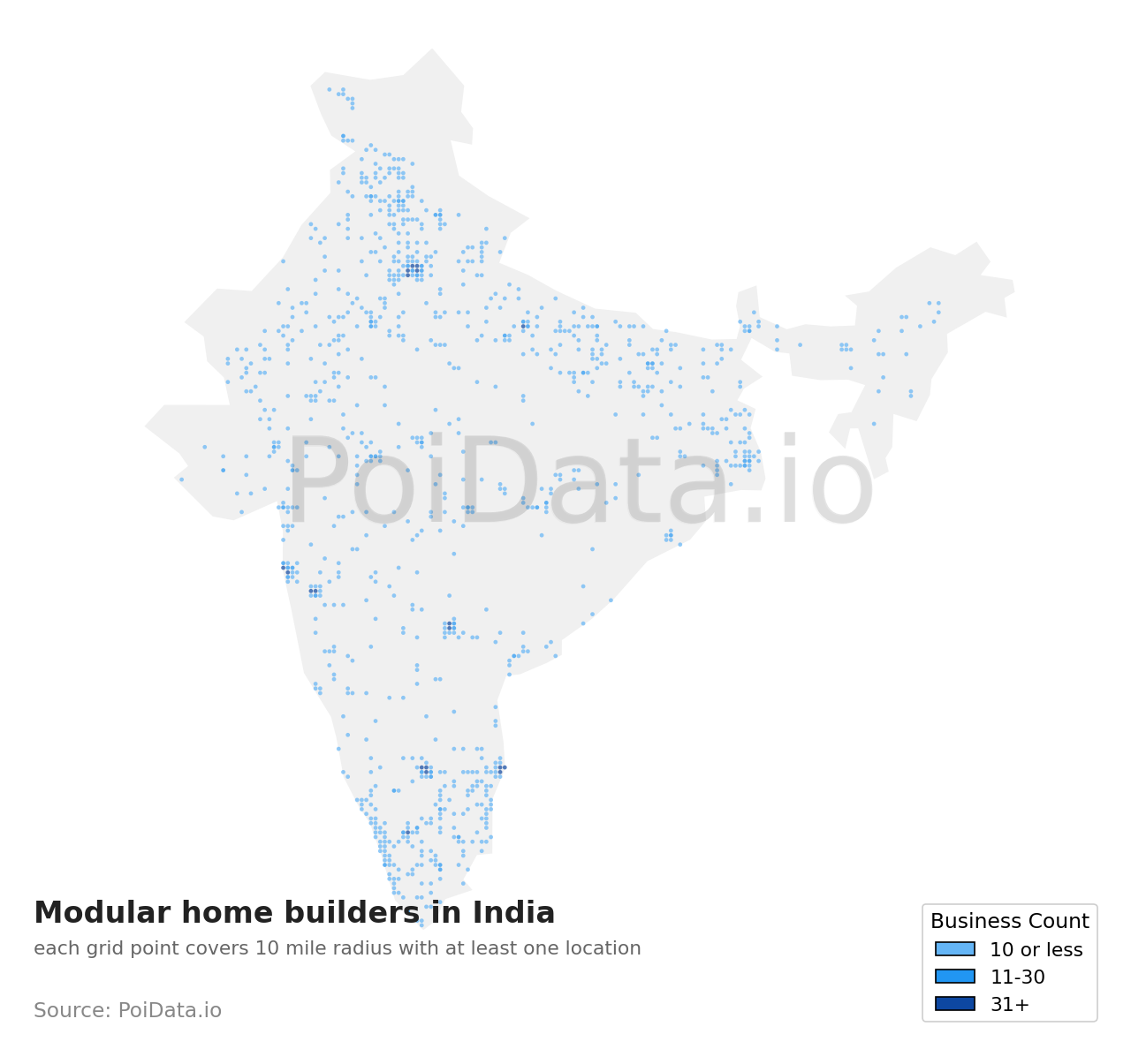 Modular home builder density map for India