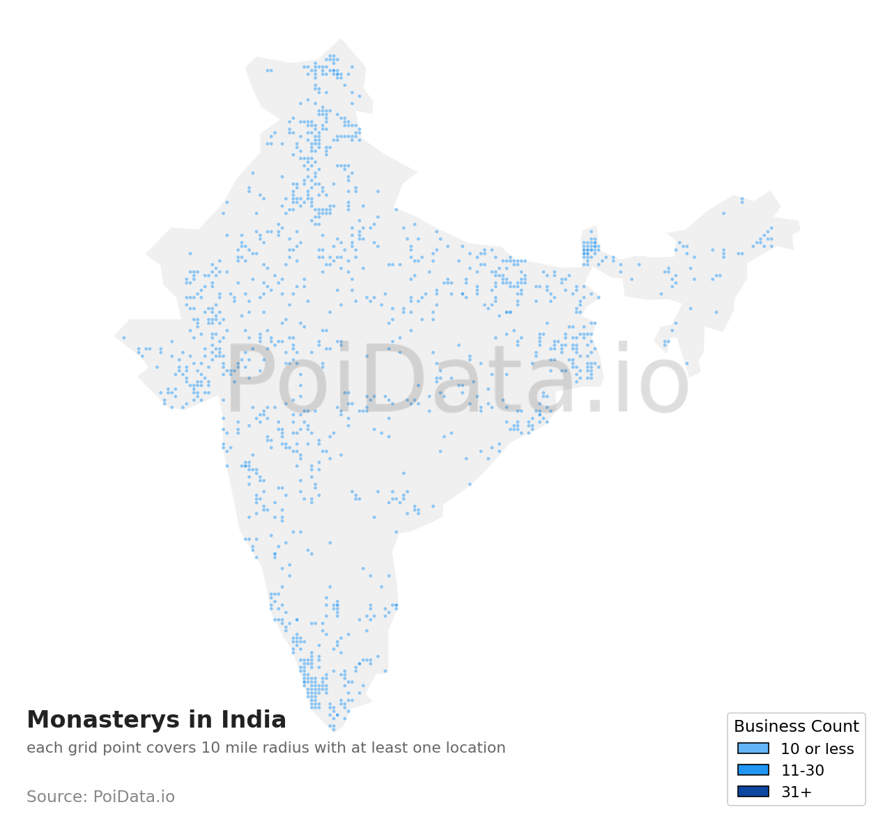 Monastery density map for India