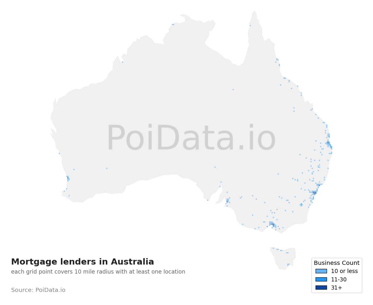 Mortgage lender density map for ACT, Australia