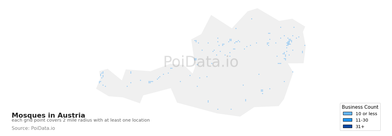 Mosque density map for Austria